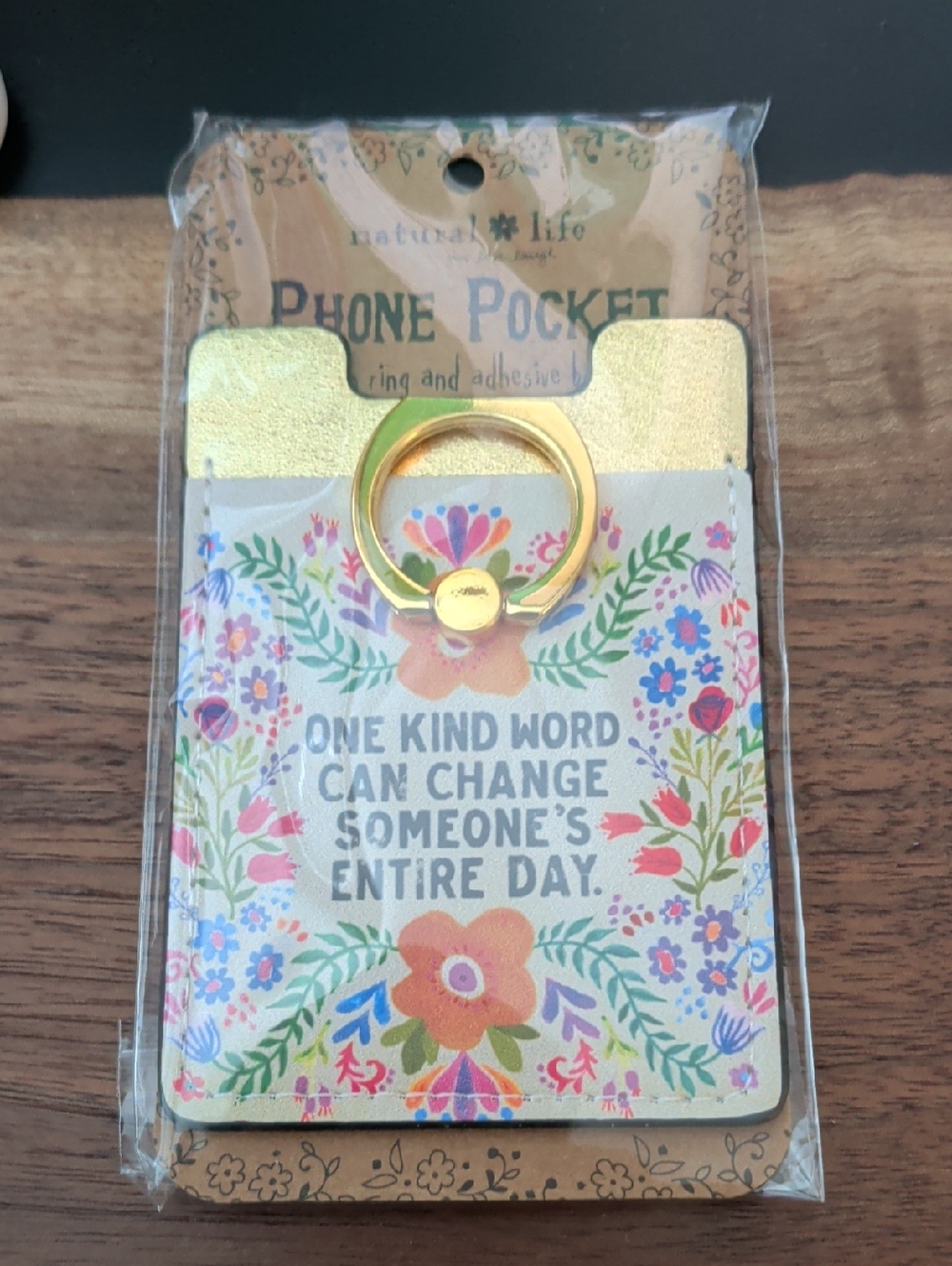 NATURAL LIFE Floral Phone Pocket with Gold Trim